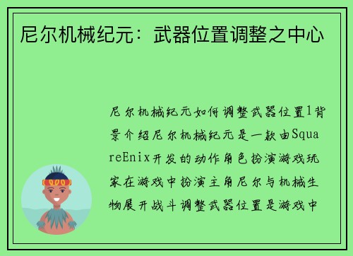 尼尔机械纪元：武器位置调整之中心